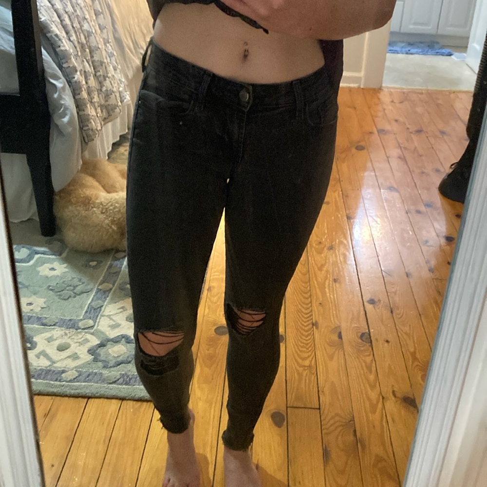 Black, ripped, skinny jean